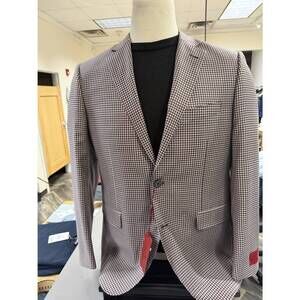 NEW BYRON LARS men's check sport coat in burgundy/cream